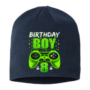 Funny 8th Birthday Boy Video Games 8 Year Old Sustainable Beanie