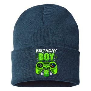 Funny 8th Birthday Boy Video Games 8 Year Old Sustainable Knit Beanie