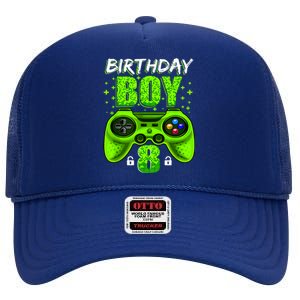 Funny 8th Birthday Boy Video Games 8 Year Old High Crown Mesh Back Trucker Hat