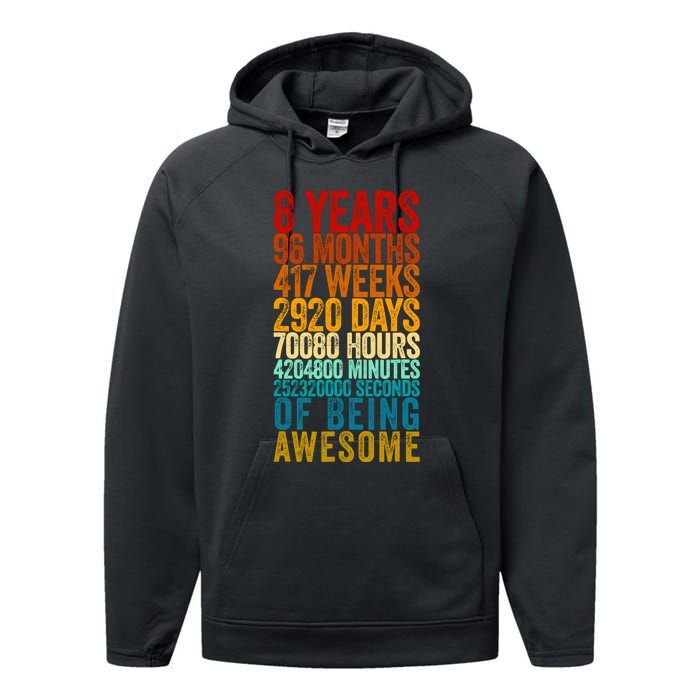 Funny 8th Birthday Old Meter Funny 8 Year Old Gifts Performance Fleece Hoodie