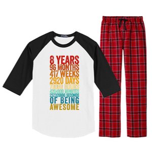 Funny 8th Birthday Old Meter Funny 8 Year Old Gifts Raglan Sleeve Pajama Set