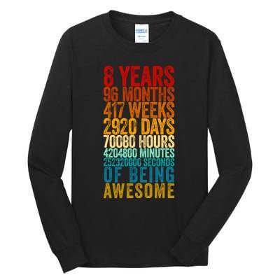 Funny 8th Birthday Old Meter Funny 8 Year Old Gifts Tall Long Sleeve T-Shirt