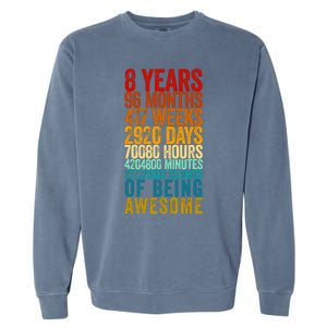 Funny 8th Birthday Old Meter Funny 8 Year Old Gifts Garment-Dyed Sweatshirt