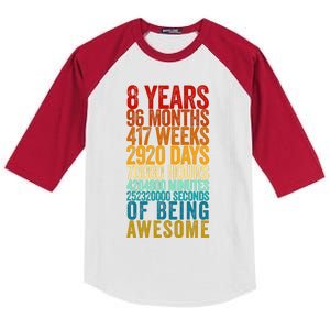 Funny 8th Birthday Old Meter Funny 8 Year Old Gifts Kids Colorblock Raglan Jersey