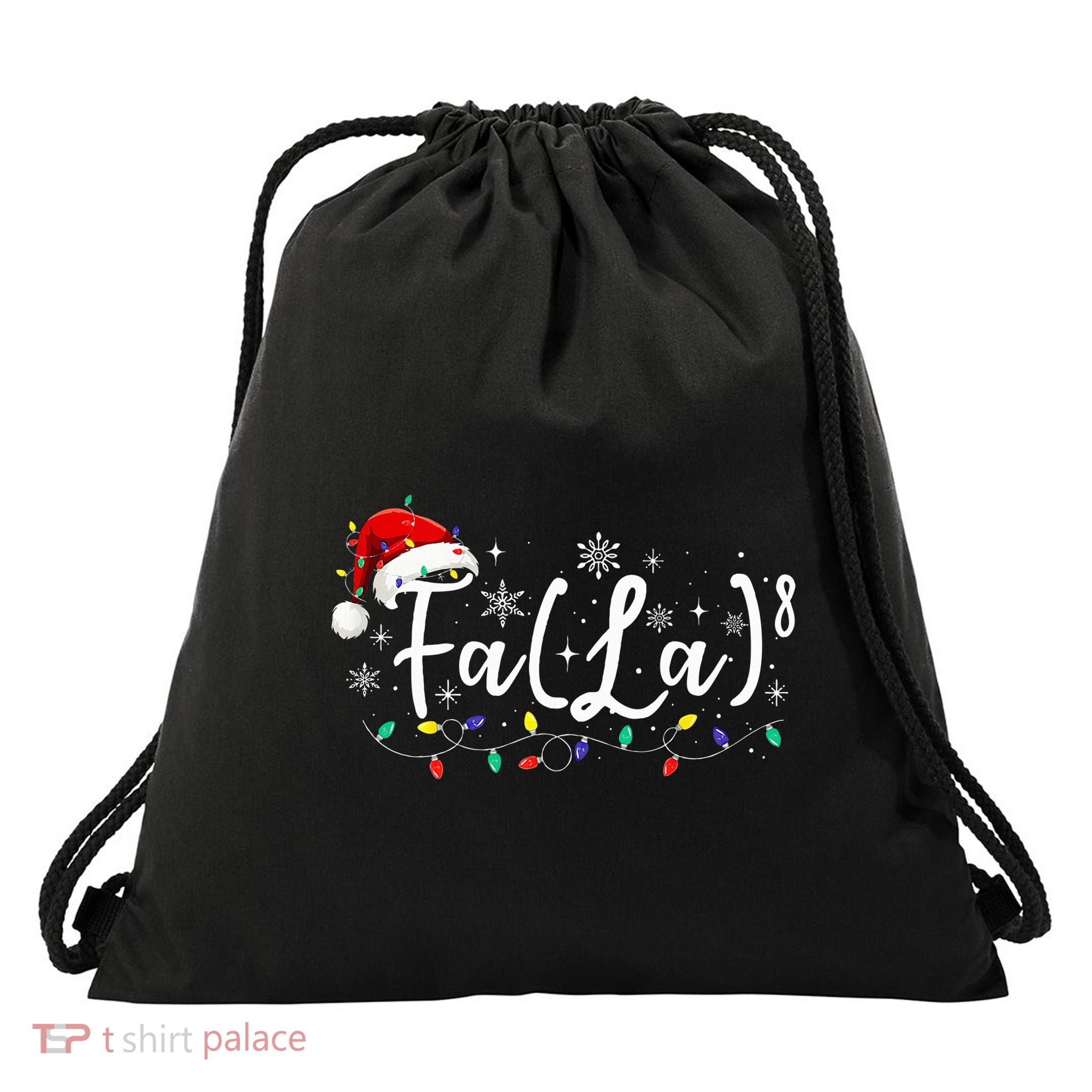 Fa 8 Funny Christmas Santa Fa La Math Teacher Student Drawstring Bag