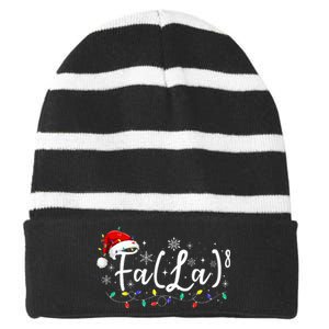 Fa 8 Funny Christmas Santa Fa La Math Teacher Student Striped Beanie with Solid Band