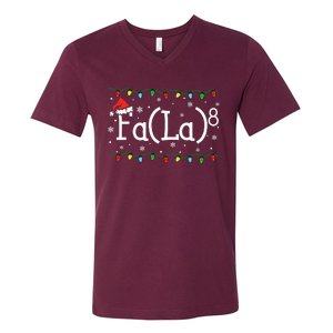 Fa 8 Funny Christmas Santa Fa La Math Teacher Student V-Neck T-Shirt