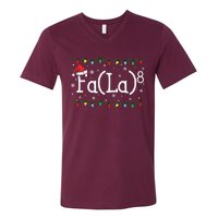 Fa 8 Funny Christmas Santa Fa La Math Teacher Student V-Neck T-Shirt