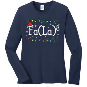 Fa 8 Funny Christmas Santa Fa La Math Teacher Student Ladies Long Sleeve Shirt