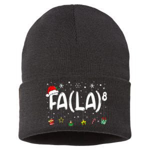 Fa 8 Funny Christmas Santa Fa La Math Teacher Sustainable Knit Beanie