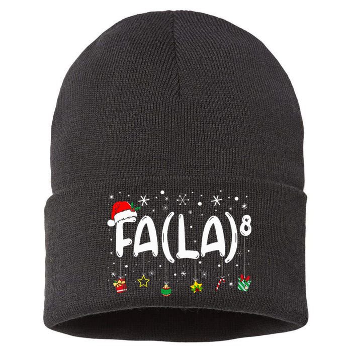 Fa 8 Funny Christmas Santa Fa La Math Teacher Sustainable Knit Beanie