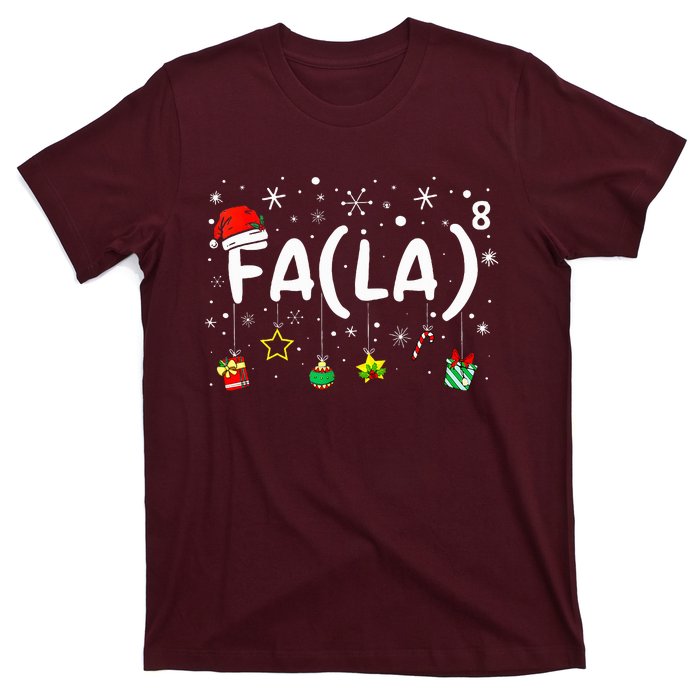 Fa 8 Funny Christmas Santa Fa La Math Teacher Women T-Shirt