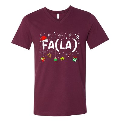 Fa 8 Funny Christmas Santa Fa La Math Teacher Women V-Neck T-Shirt