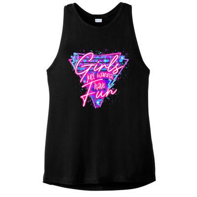 Funny 80s Girl Just Wanna Have Fun Nostalgia 1980s Ladies PosiCharge Tri-Blend Wicking Tank