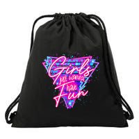 Funny 80s Girl Just Wanna Have Fun Nostalgia 1980s Drawstring Bag