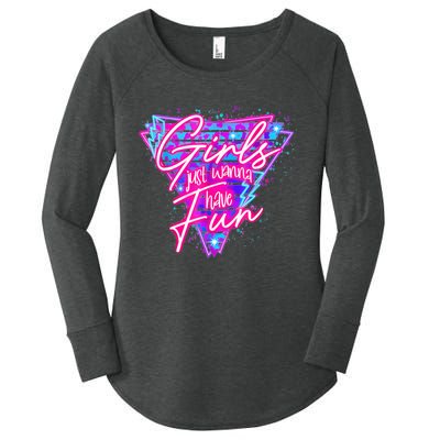 Funny 80s Girl Just Wanna Have Fun Nostalgia 1980s Women's Perfect Tri Tunic Long Sleeve Shirt