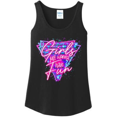 Funny 80s Girl Just Wanna Have Fun Nostalgia 1980s Ladies Essential Tank