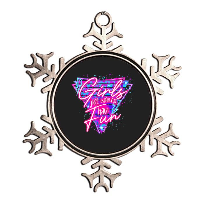 Funny 80s Girl Just Wanna Have Fun Nostalgia 1980s Metallic Star Ornament