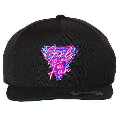 Funny 80s Girl Just Wanna Have Fun Nostalgia 1980s Wool Snapback Cap
