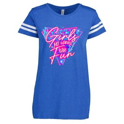 Funny 80s Girl Just Wanna Have Fun Nostalgia 1980s Enza Ladies Jersey Football T-Shirt