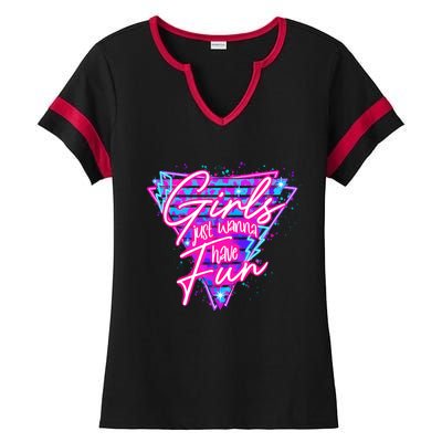 Funny 80S Girl Just Wanna Have Fun Nostalgia 1980s Ladies Halftime Notch Neck Tee