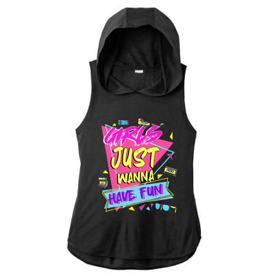 Funny 80s Girl Just Wanna Have Fun 80s Birthday Ladies PosiCharge Tri-Blend Wicking Draft Hoodie Tank