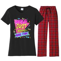 Funny 80s Girl Just Wanna Have Fun 80s Birthday Women's Flannel Pajama Set