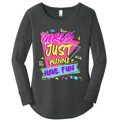 Funny 80s Girl Just Wanna Have Fun 80s Birthday Women's Perfect Tri Tunic Long Sleeve Shirt