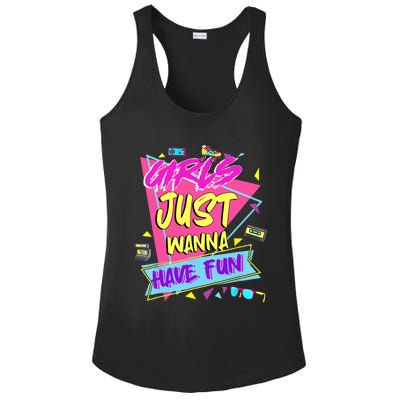 Funny 80s Girl Just Wanna Have Fun 80s Birthday Ladies PosiCharge Competitor Racerback Tank