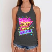 Funny 80s Girl Just Wanna Have Fun 80s Birthday Women's Knotted Racerback Tank