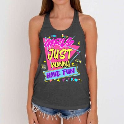 Funny 80s Girl Just Wanna Have Fun 80s Birthday Women's Knotted Racerback Tank