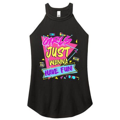 Funny 80s Girl Just Wanna Have Fun 80s Birthday Women's Perfect Tri Rocker Tank