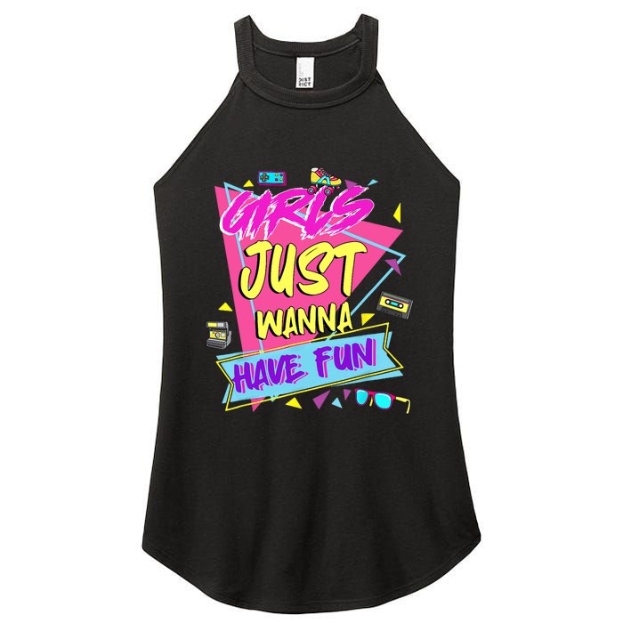 Funny 80s Girl Just Wanna Have Fun 80s Birthday Women's Perfect Tri Rocker Tank