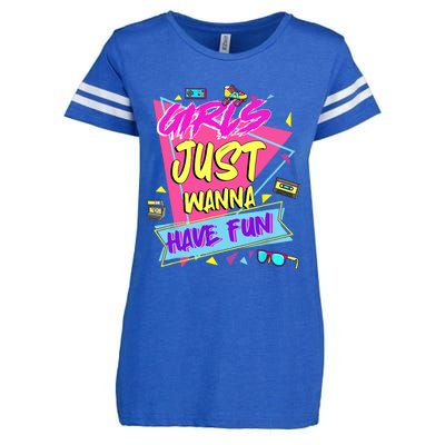 Funny 80s Girl Just Wanna Have Fun 80s Birthday Enza Ladies Jersey Football T-Shirt