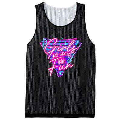 Funny 80s Girl Just Wanna Have Fun 1980s Style Mesh Reversible Basketball Jersey Tank