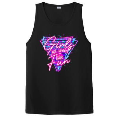 Funny 80s Girl Just Wanna Have Fun 1980s Style PosiCharge Competitor Tank