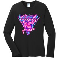 Funny 80s Girl Just Wanna Have Fun 1980s Style Ladies Long Sleeve Shirt