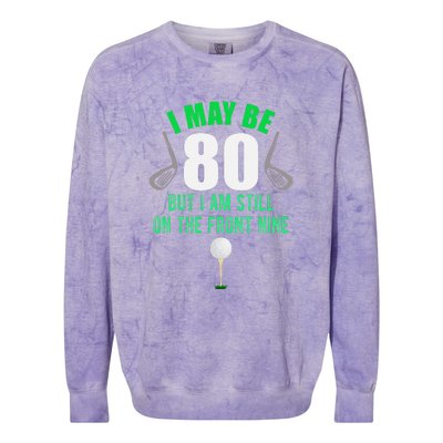 Funny 80th Golf Birthday 80 Year Old Birthday Golfing Colorblast Crewneck Sweatshirt