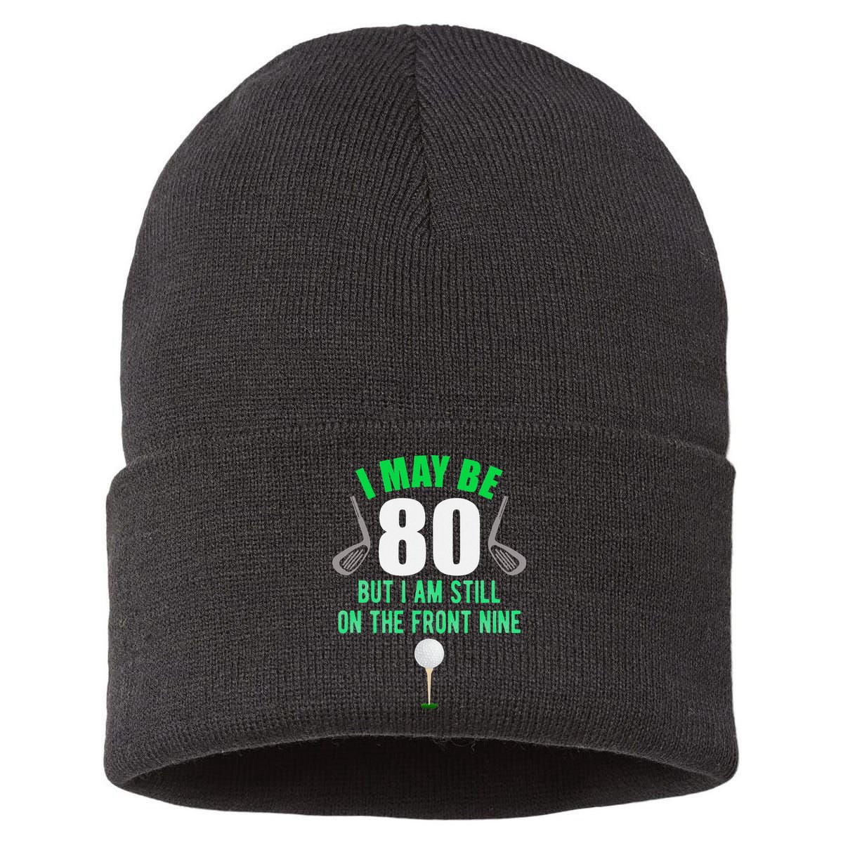 Funny 80th Golf Birthday 80 Year Old Birthday Golfing Sustainable Knit Beanie