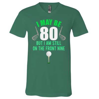 Funny 80th Golf Birthday 80 Year Old Birthday Golfing V-Neck T-Shirt