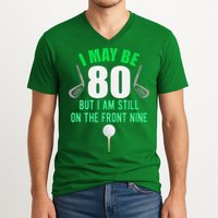 Funny 80th Golf Birthday 80 Year Old Birthday Golfing V-Neck T-Shirt