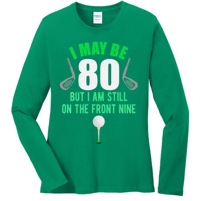Funny 80th Golf Birthday 80 Year Old Birthday Golfing Ladies Long Sleeve Shirt