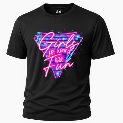 Funny 80S Girl Just Wanna Have Fun 1980s Style Cooling Performance Crew T-Shirt