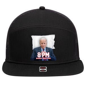 Funny 8 Pm Biden Bedtime Biden Trump Vs Biden Debate 2024 7 Panel Mesh Trucker Snapback Hat