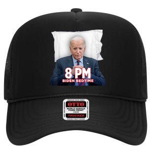 Funny 8 Pm Biden Bedtime Biden Trump Vs Biden Debate 2024 High Crown Mesh Back Trucker Hat