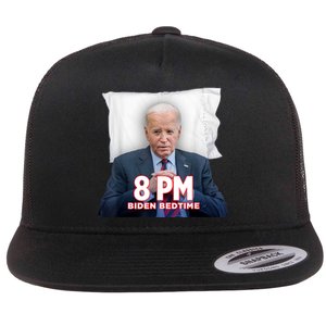 Funny 8 Pm Biden Bedtime Biden Trump Vs Biden Debate 2024 Flat Bill Trucker Hat