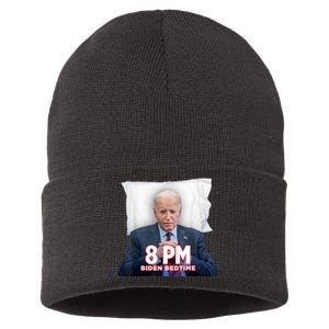 Funny 8 Pm Biden Bedtime Biden Trump Vs Biden Debate 2024 Sustainable Knit Beanie