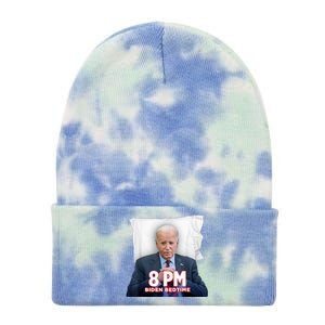 Funny 8 Pm Biden Bedtime Biden Trump Vs Biden Debate 2024 Tie Dye 12in Knit Beanie