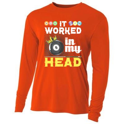 Funny 8ball Pool It Worked In My Head Billiard Player Gift Cooling Performance Long Sleeve Crew