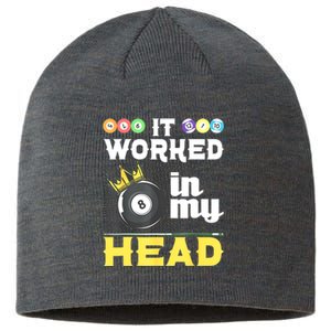 Funny 8ball Pool It Worked In My Head Billiard Player Gift Sustainable Beanie